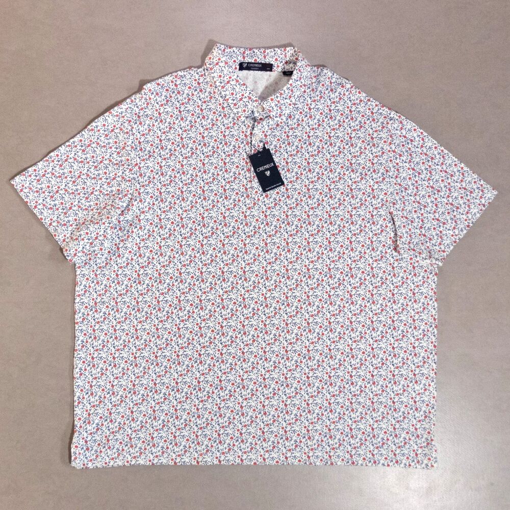 Cremieux Classics Floral Stretch Supima Cotton Polo Shirt Pique Blue Label XXL